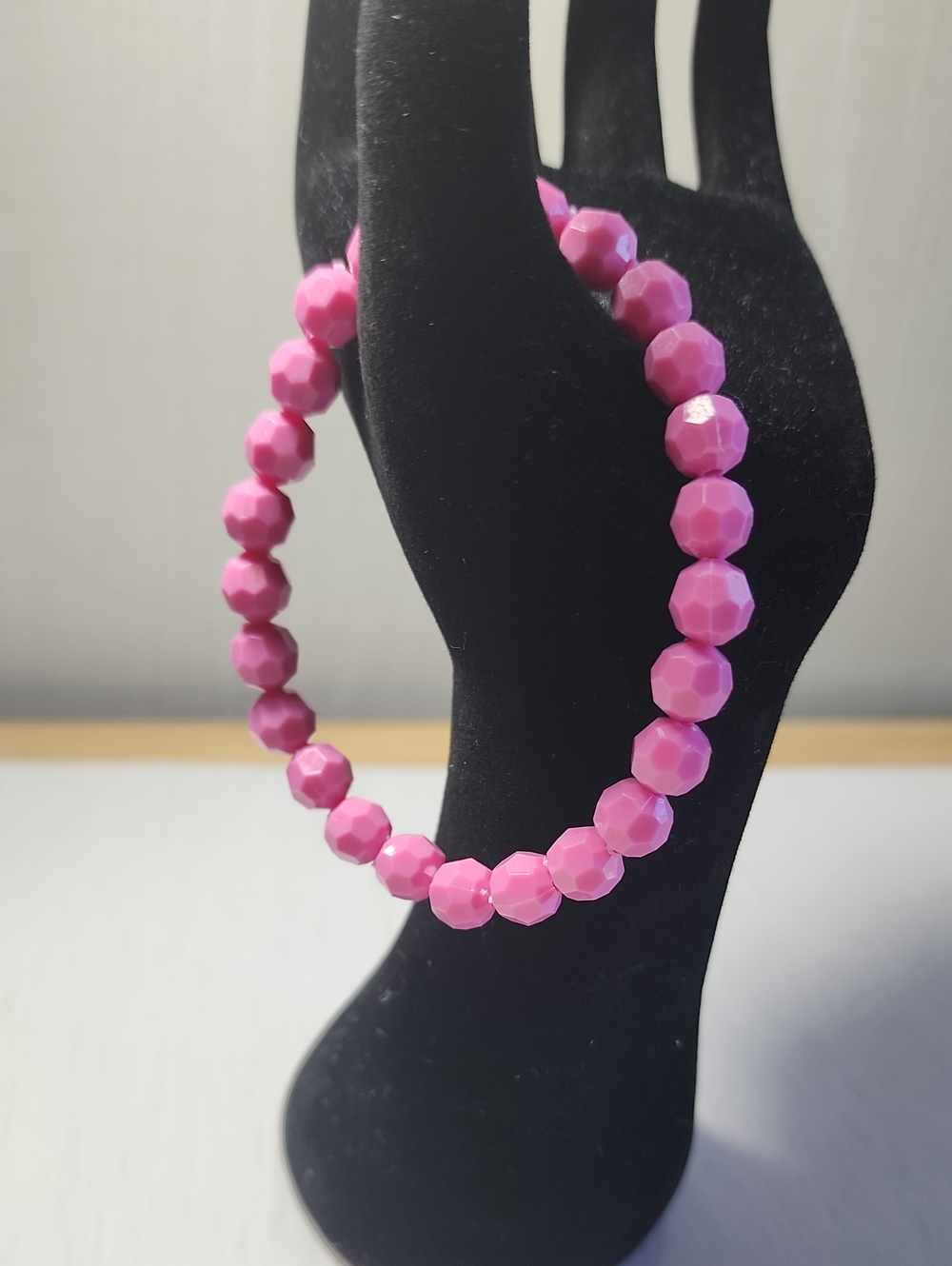 Pink Faceted Bead Stretch Bracelet - Women Jewelry
